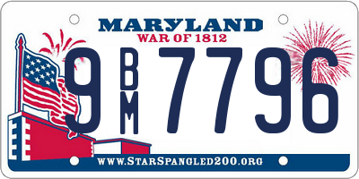 MD license plate 9BM7796