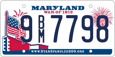 MD license plate 9BM7798