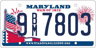 MD license plate 9BM7803