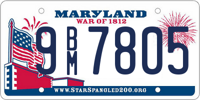 MD license plate 9BM7805