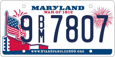 MD license plate 9BM7807