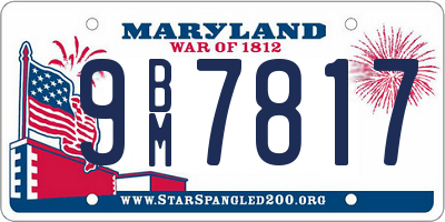 MD license plate 9BM7817