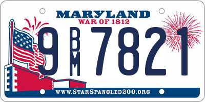 MD license plate 9BM7821