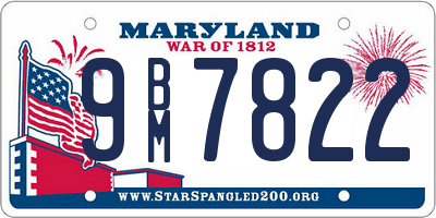 MD license plate 9BM7822