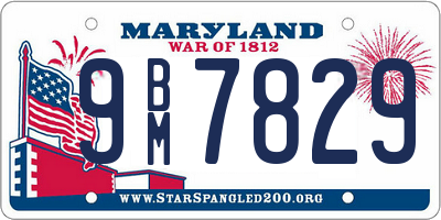 MD license plate 9BM7829