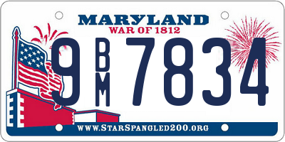 MD license plate 9BM7834