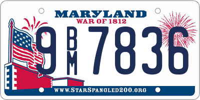 MD license plate 9BM7836