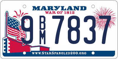 MD license plate 9BM7837