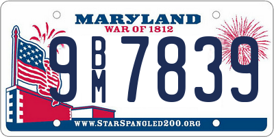 MD license plate 9BM7839