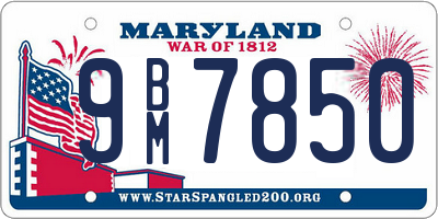 MD license plate 9BM7850