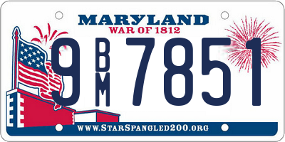 MD license plate 9BM7851