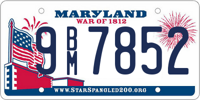 MD license plate 9BM7852