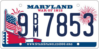 MD license plate 9BM7853