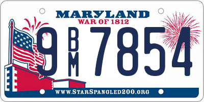 MD license plate 9BM7854