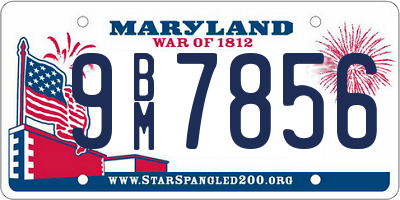 MD license plate 9BM7856