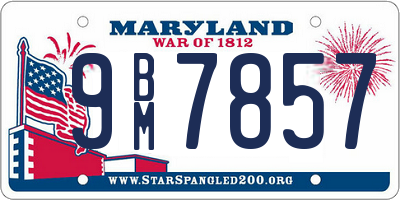 MD license plate 9BM7857