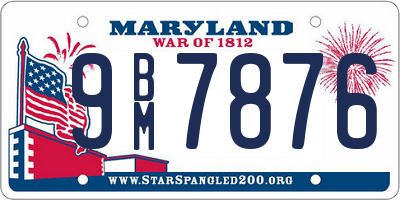 MD license plate 9BM7876