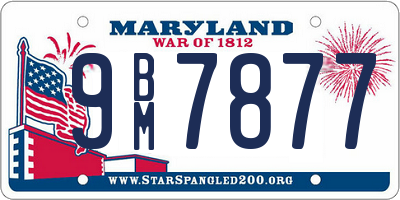 MD license plate 9BM7877