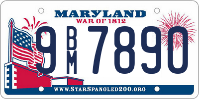 MD license plate 9BM7890