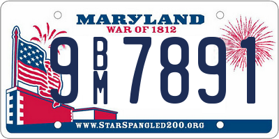 MD license plate 9BM7891