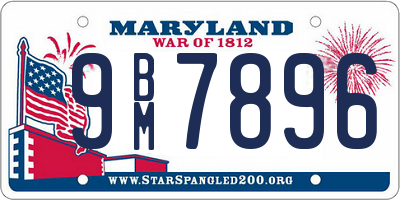 MD license plate 9BM7896