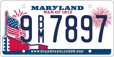 MD license plate 9BM7897