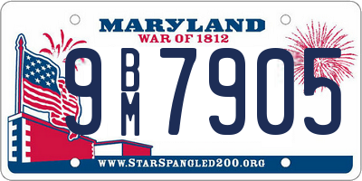 MD license plate 9BM7905