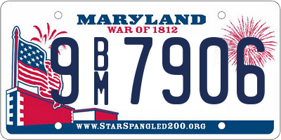 MD license plate 9BM7906