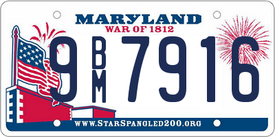 MD license plate 9BM7916