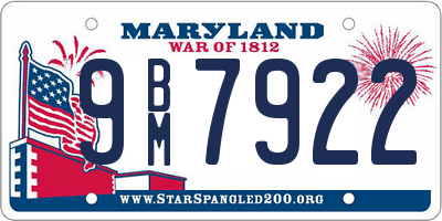 MD license plate 9BM7922