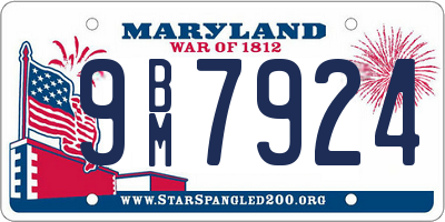 MD license plate 9BM7924