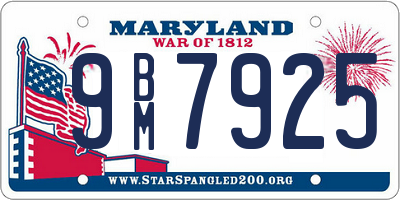 MD license plate 9BM7925