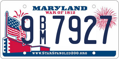 MD license plate 9BM7927