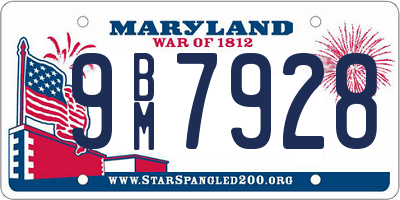 MD license plate 9BM7928