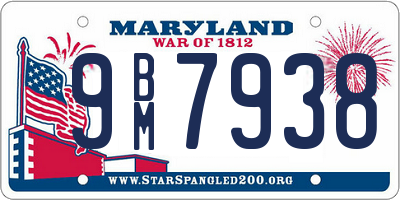 MD license plate 9BM7938