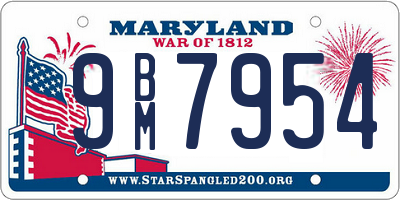 MD license plate 9BM7954