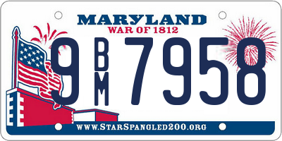 MD license plate 9BM7958