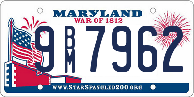 MD license plate 9BM7962