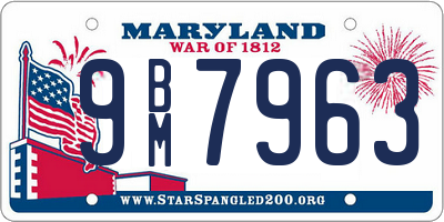 MD license plate 9BM7963