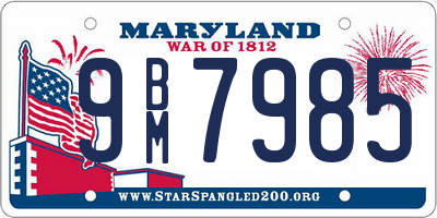 MD license plate 9BM7985