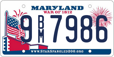 MD license plate 9BM7986