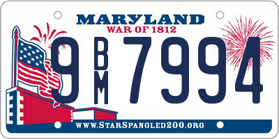 MD license plate 9BM7994