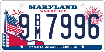 MD license plate 9BM7996