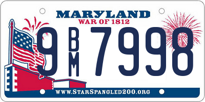 MD license plate 9BM7998