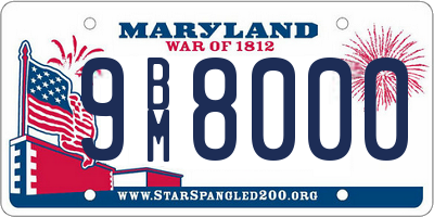 MD license plate 9BM8000