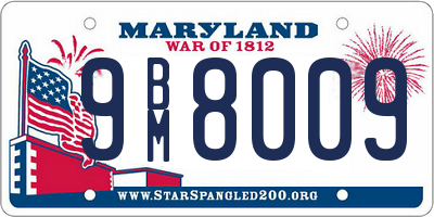 MD license plate 9BM8009