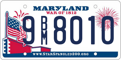 MD license plate 9BM8010