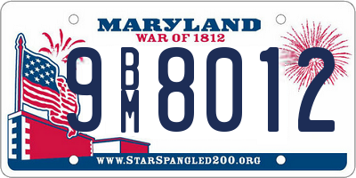 MD license plate 9BM8012