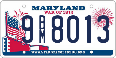 MD license plate 9BM8013