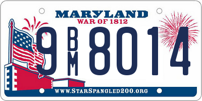 MD license plate 9BM8014